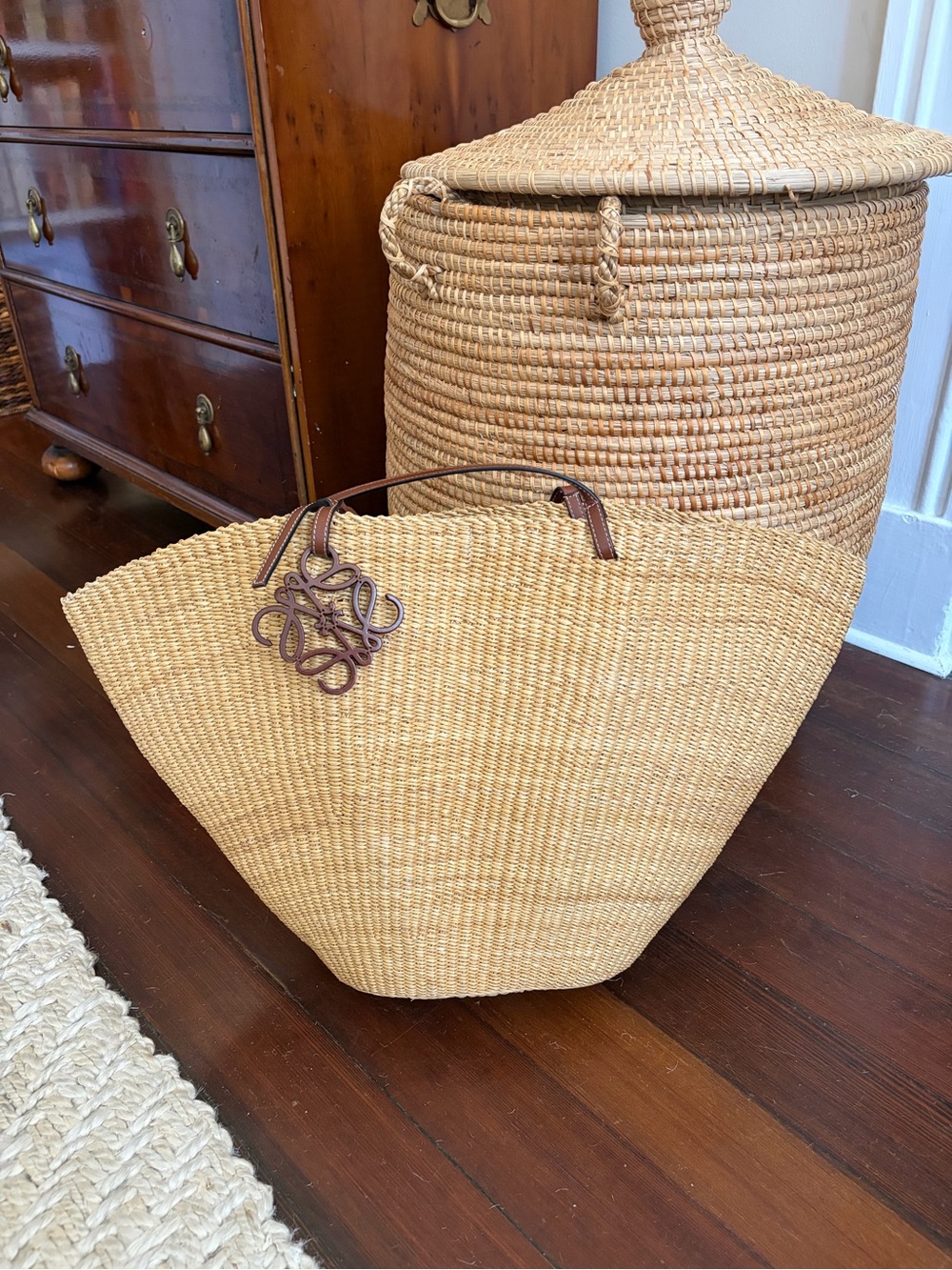 Loewe medium raffia woven shell basket bag large - Picture 3 of 7